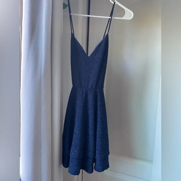 princess polly baby blue dress sparkly navy blue homecoming dress (wore it freshman